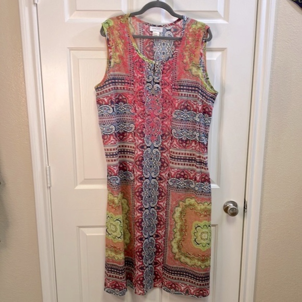 CW Classics Women’s Sleeveless Embroidered Semi-Sheer Cotton Tunic Dress Size 1X